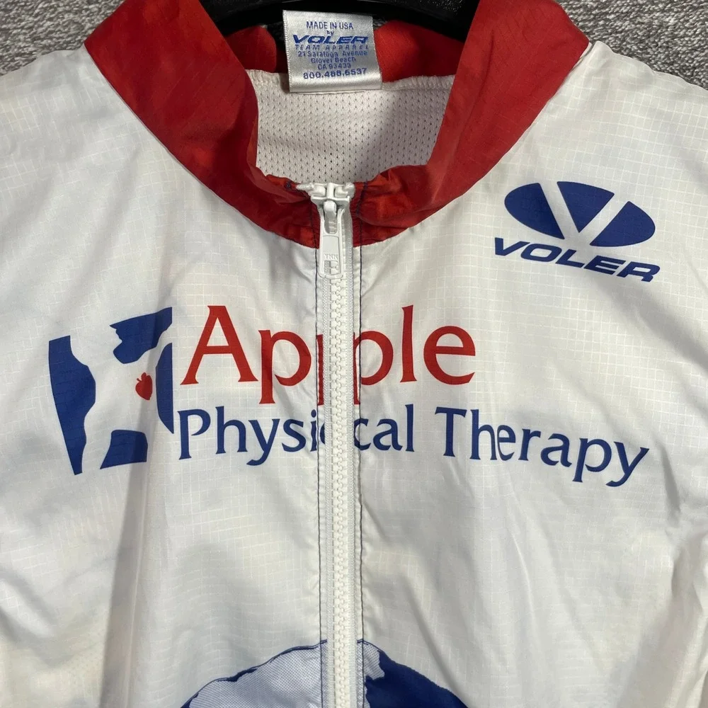 Voler Apple Physical Therapy Cycling Vest Mens XL White Blue Mountain Full Zip